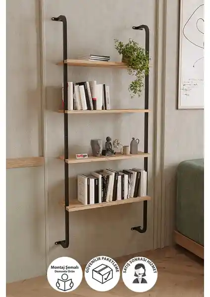 Bofigo 4 Raflı Duvara Monte ve 5 Raflı Metal Kitaplık Karşılaştırması