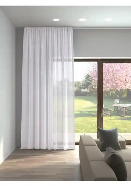 Perle Optik Beyaz Keten Görünümlü Düz Tül Perde ve Taç Bambu Şantuklu Perde Karşılaştırması