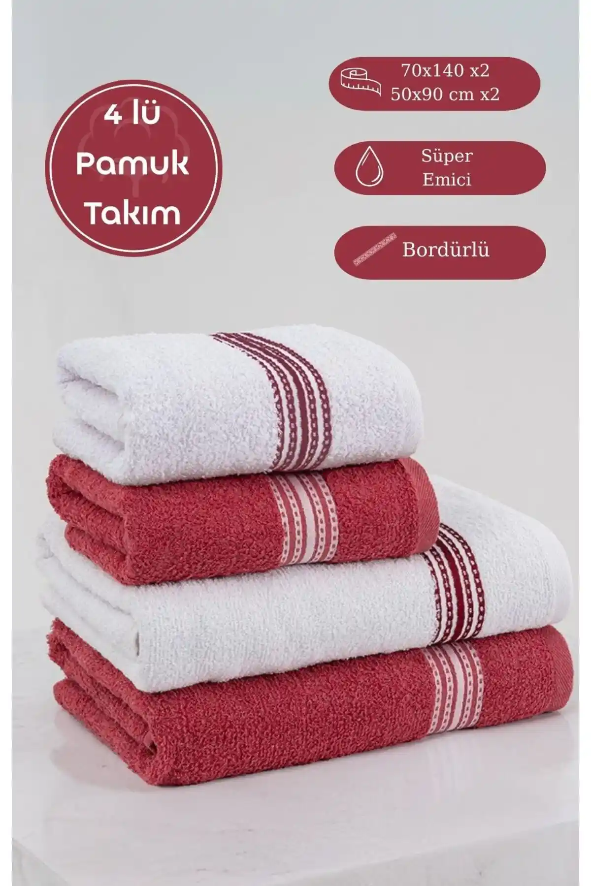 Acacia 4'lü Pamuk Banyo ve El Havlusu Seti Şıklık ve Fonksiyonellik Sunar