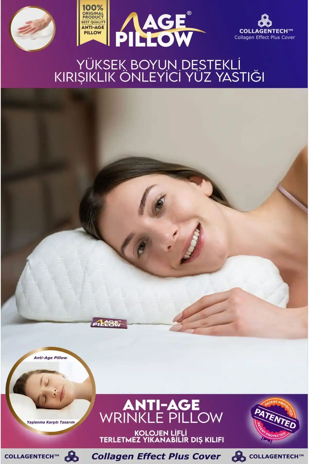 Age Pillow 2 Adet Kırışıklık Önleyici Ortopedik Yastıklar Yüz ve Boyun Sağlığı İçin