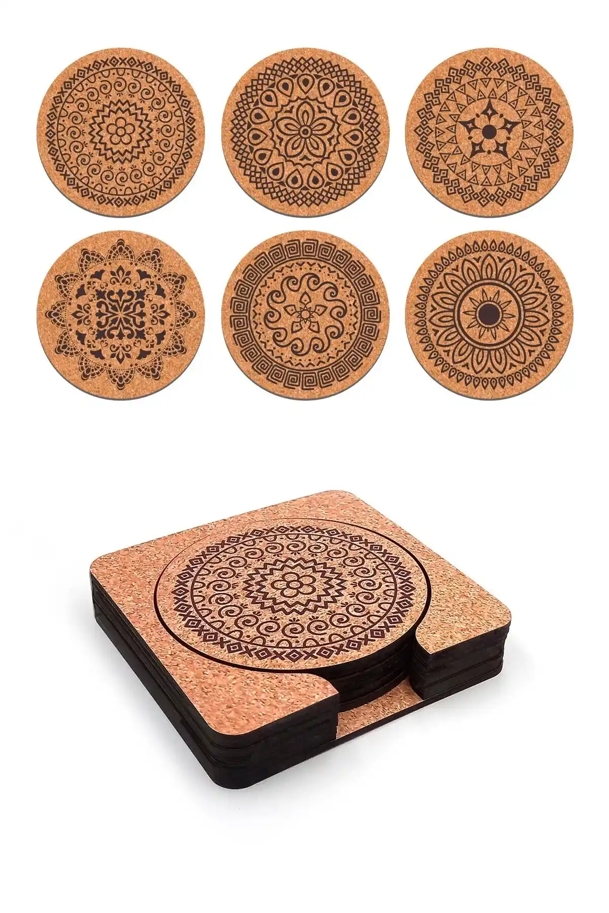 Ahşap Dekoratif Bardak Altlığı Seti 6'lı Türk Üretimi Estetik ve Dayanıklı