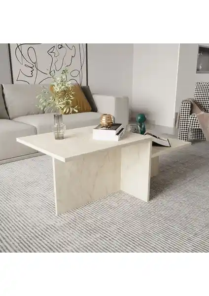 Alonex Diana Mermer Desenli Orta Sehpa: Modern ve Şık Oturma Odası Mobilyası