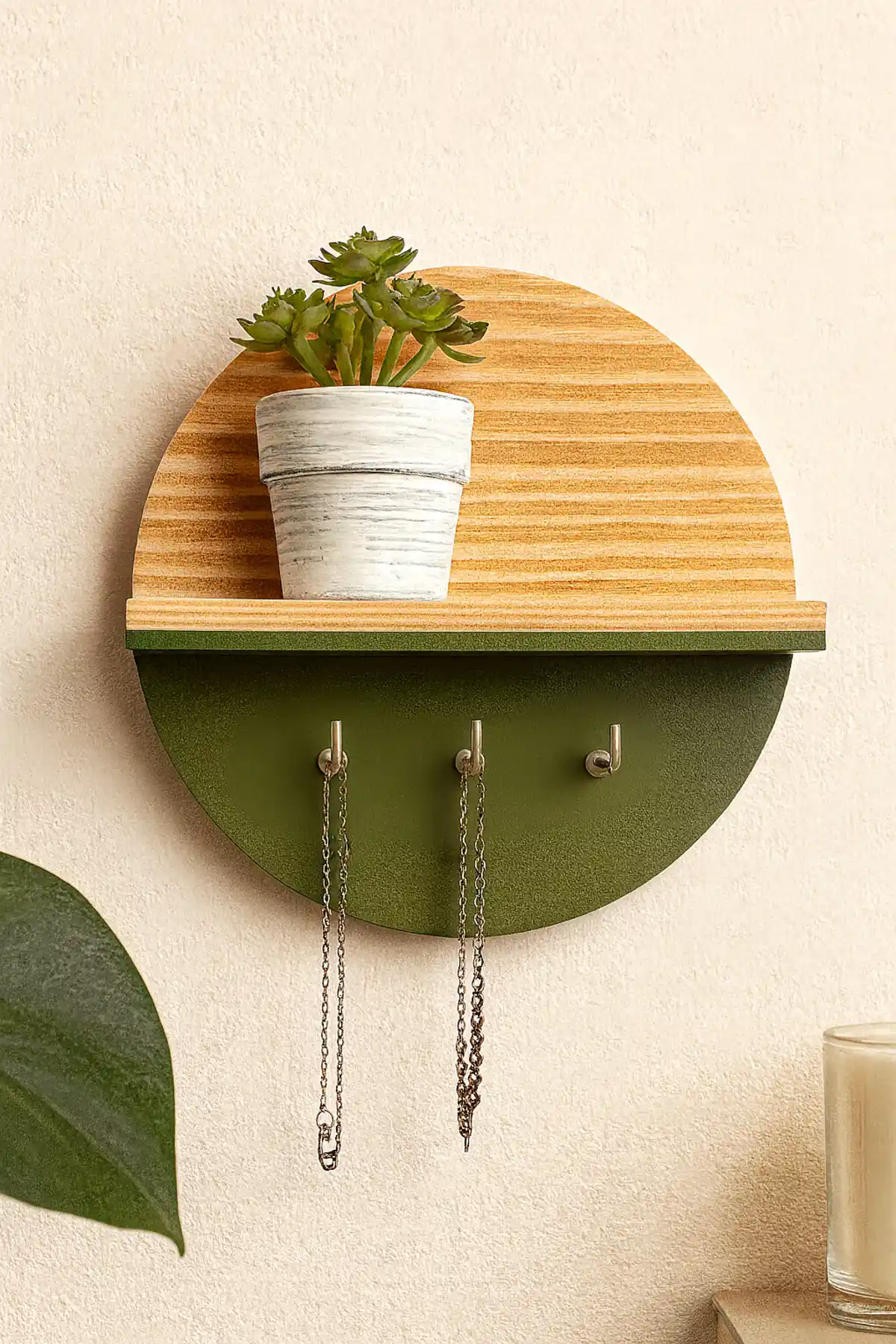 Alyones Kancalı Mini Yuvarlak Raf: Modern ve Şık Duvar Dekorasyonu İçin Uygun