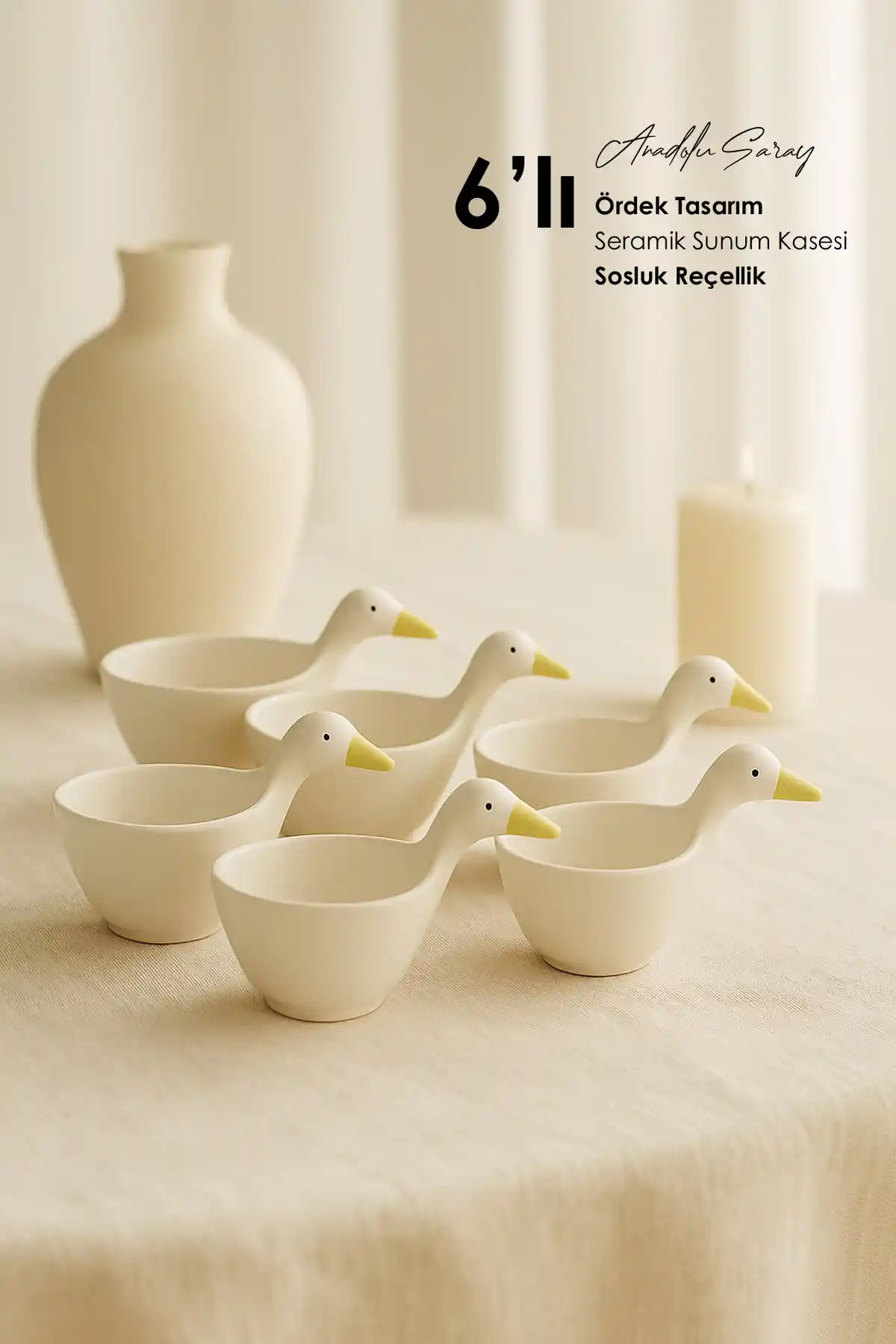 Anadolu Saray 6'lı Ördek Temalı Handmade Seramik Servis ve Sosluk Seti