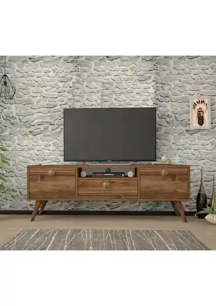 Ankara Mobilya Penta Ceviz 140 Cm Modern TV Sehpası Dayanıklı ve Şık Tasarım