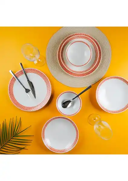 Aryıl<dı>z Ruby Red 18 Parça 6 Kişilik Porselen Yemek Takımı Şıklık ve Dayanıklılık