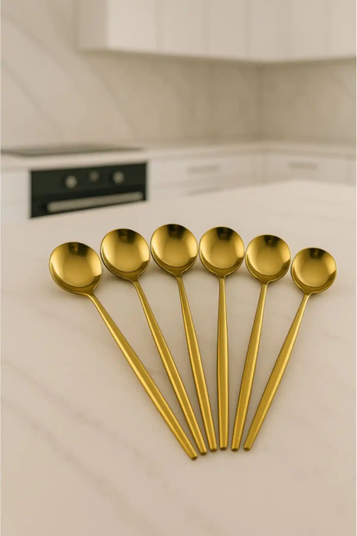 AYGÖREN HOME 6'lı Gold Detaylı Kaşık Takımı - Şık ve Dayanıklı Mutfak Aksesuarı