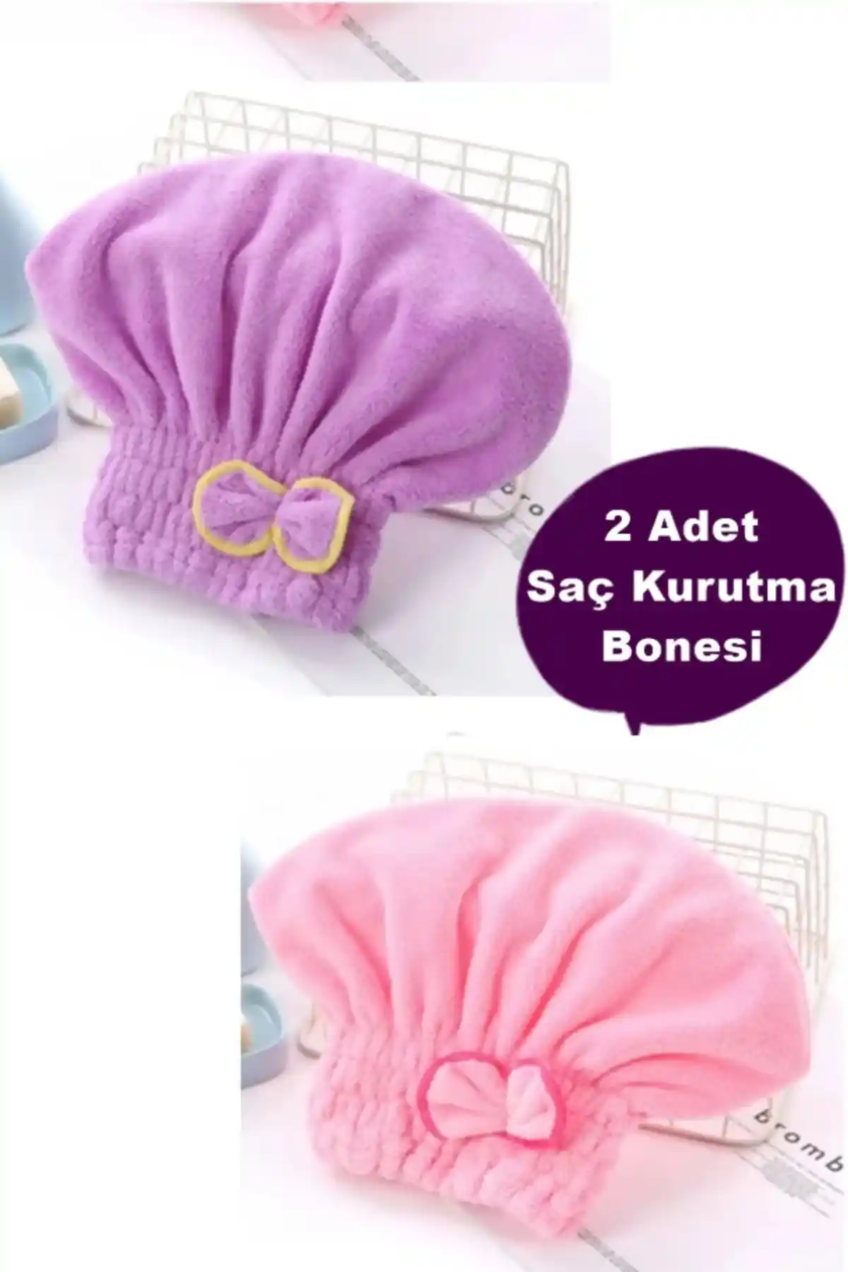 AyGören Home Mikrofiber Saç Kurutma Bonesi Seti Estetik ve Pratik Kullanım İçin