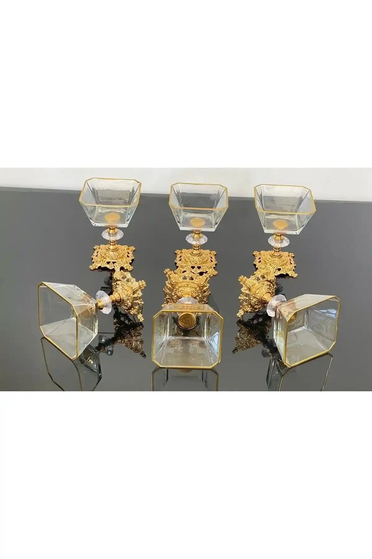 Aymin Kristal 2'li Metal Döküm Magnolia Kase Şık ve Çok Amaçlı Mutfak Gereci