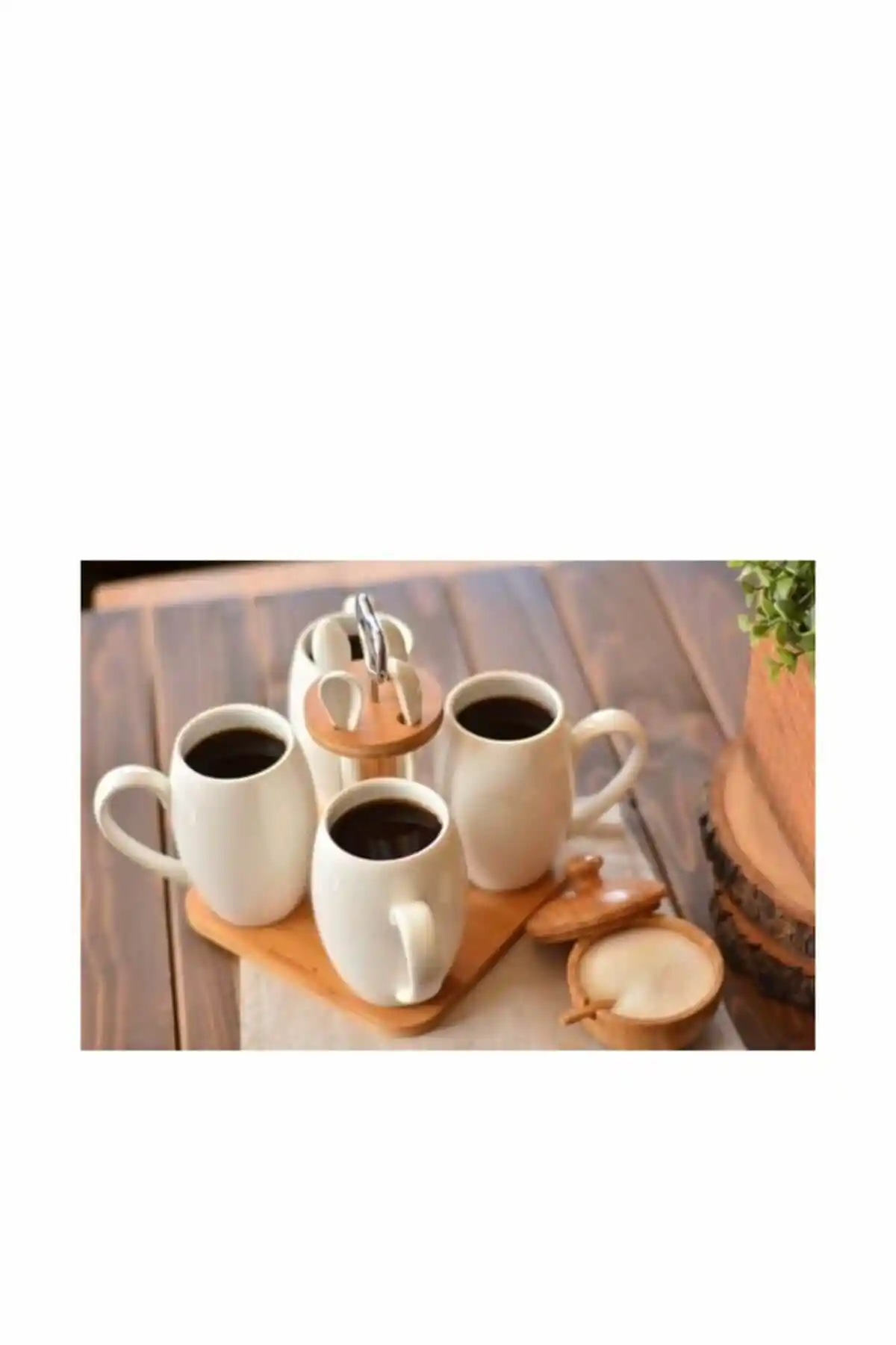 Bambum B2825 Suedo 9 Parça Porselen Kupa Seti Doğal ve Şık Tasarım