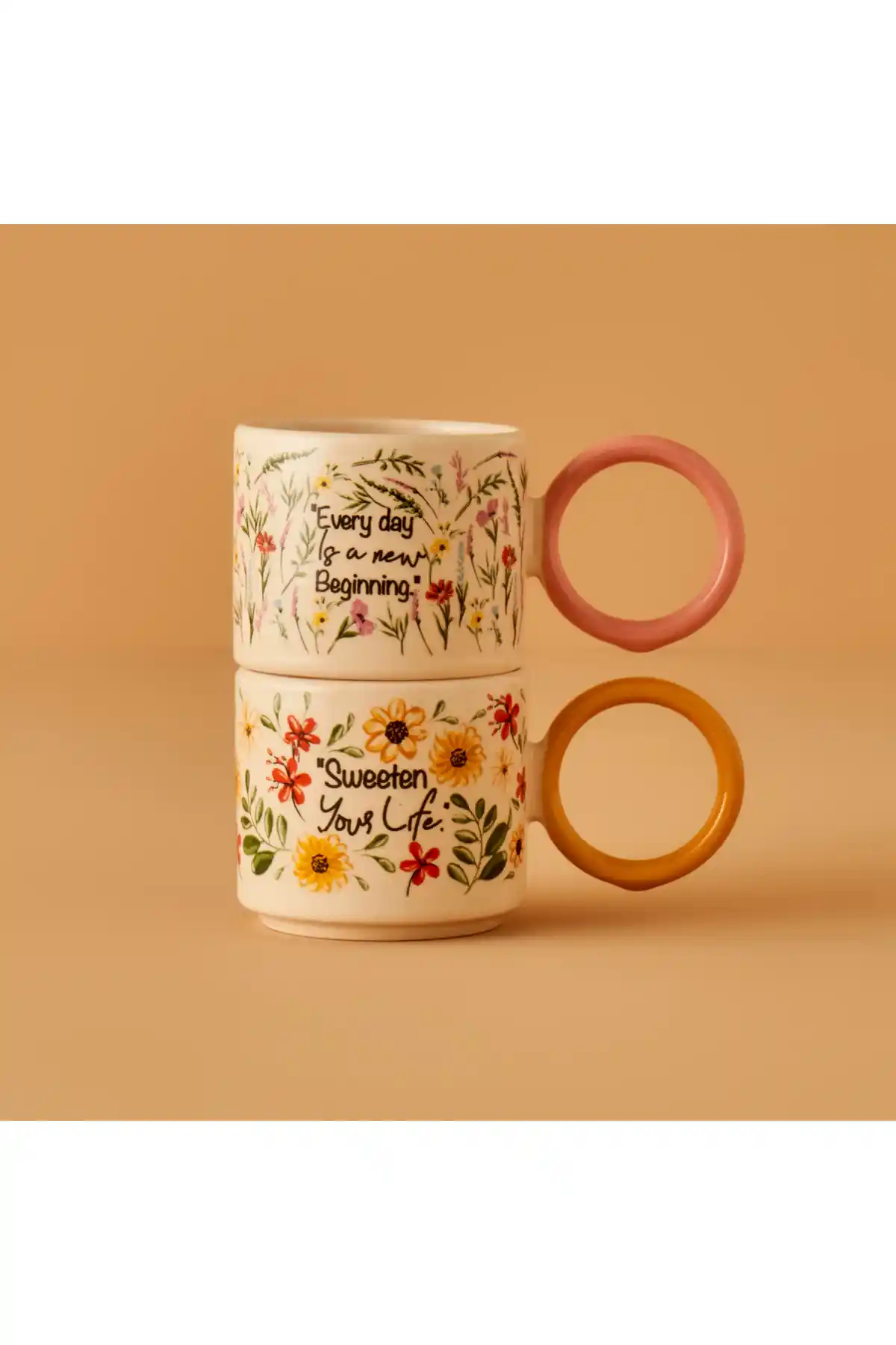 Bella Maison Flores 2'li Seramik Fincan Seti Modern Tasarım ve Dayanıklılık İle Öne Çıkıyor