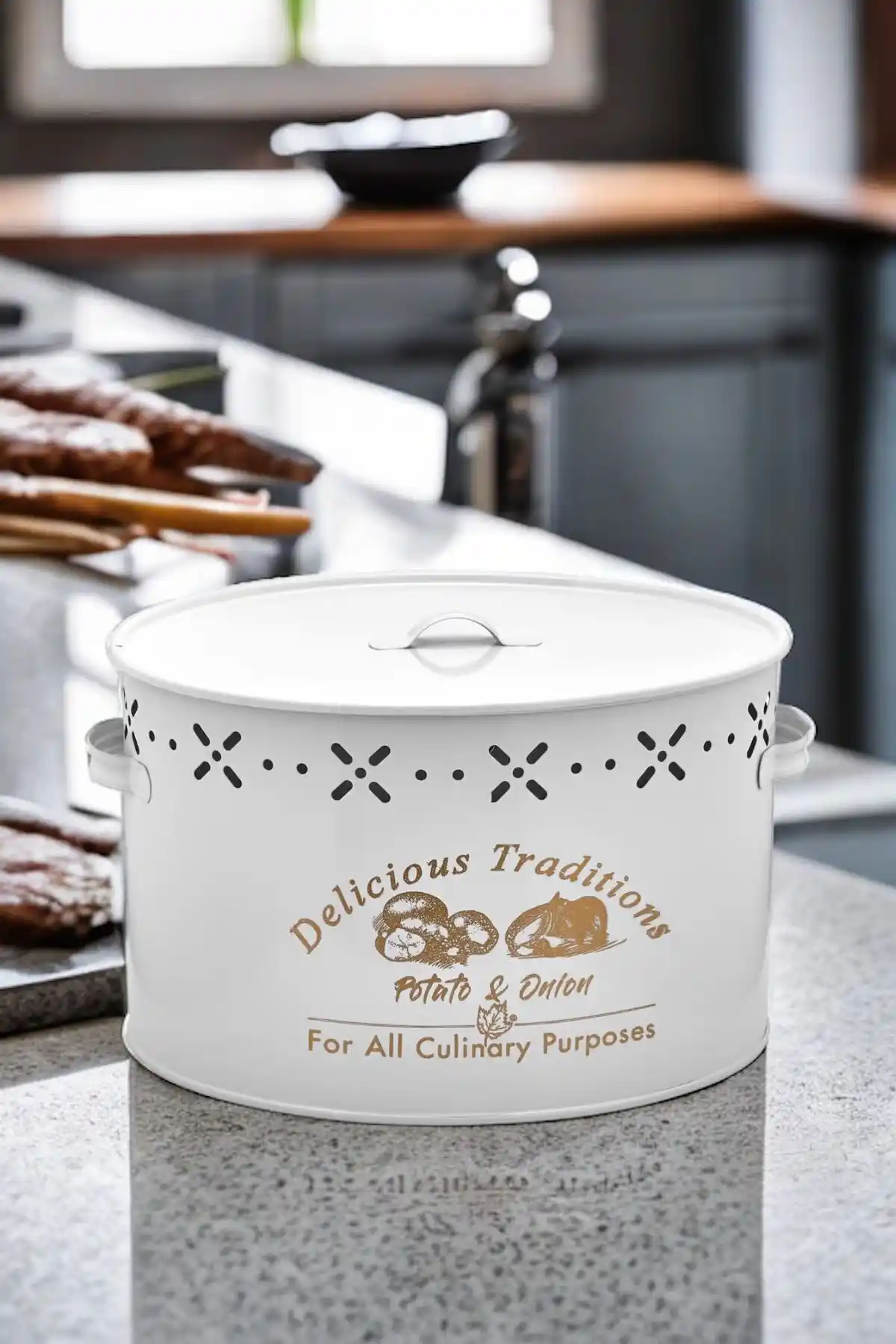 Bestofhome 2 Bölmeli Beyaz Metal Sebze ve Soğan Sepeti Mutfak Düzeninizi Kolaylaştırır