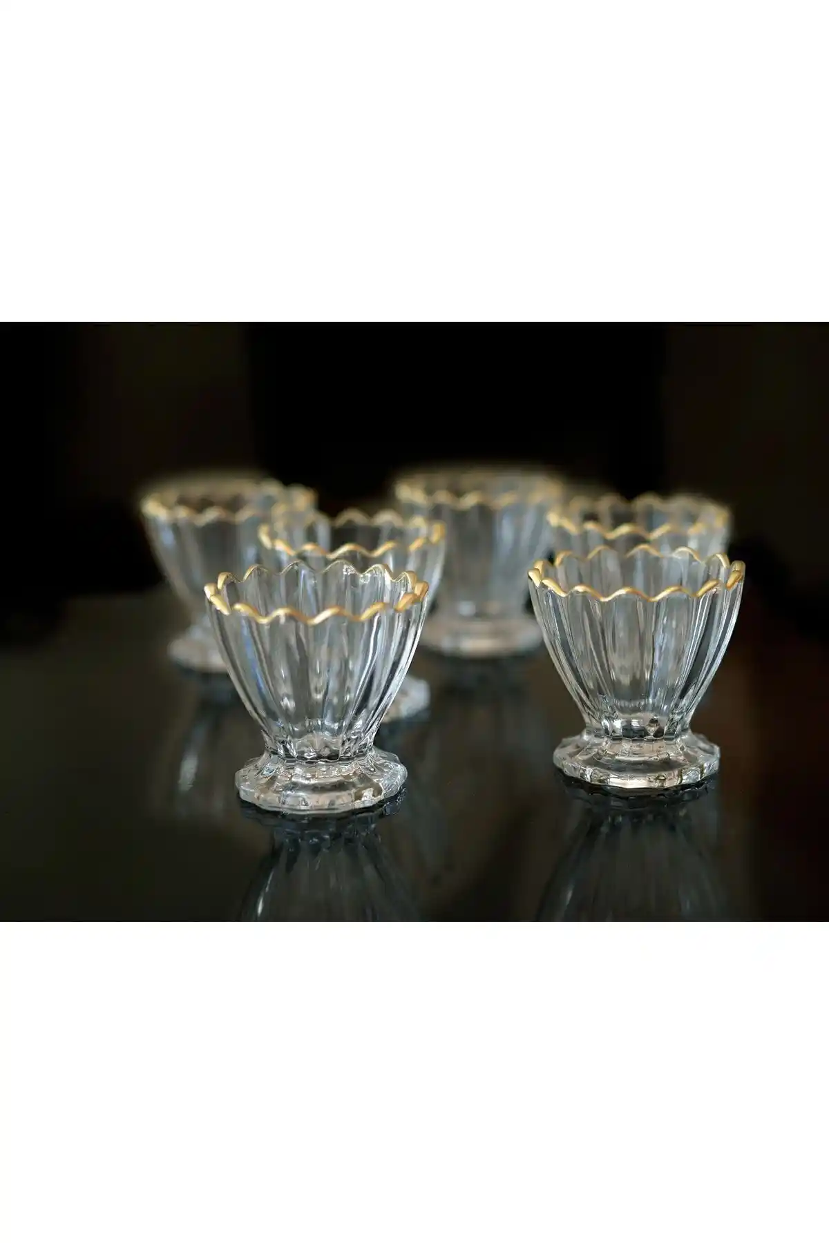 BLN DESIGN Magnolia 6'lı Cam Dondurmalık ve Çerezlik Seti Şıklık ve Fonksiyonellik Bir Arada