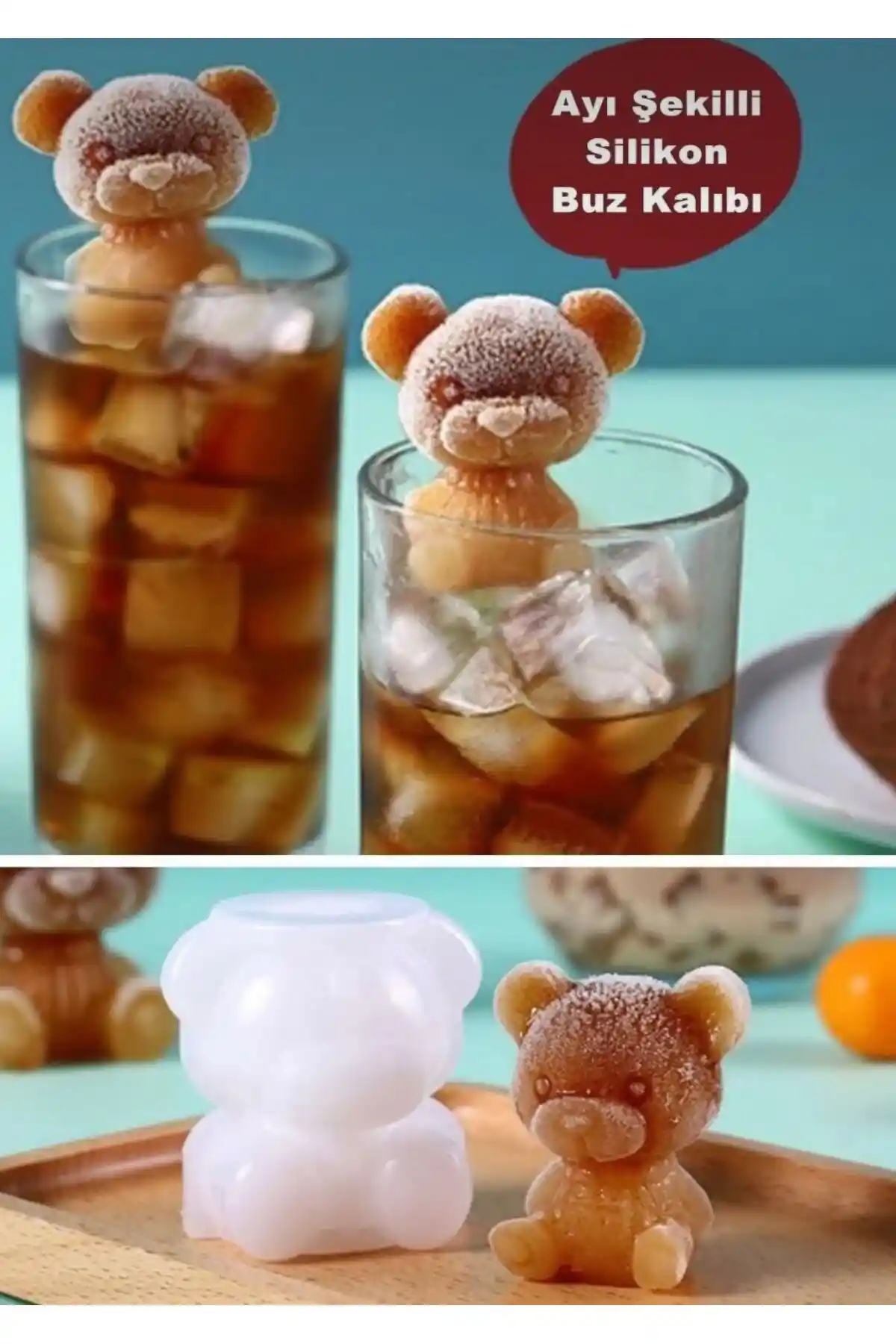 BLUE SİDE Ayı Şekilli Silikon Buz Kalıbı: Eğlenceli ve Çok Yönlü Mutfak Aracı