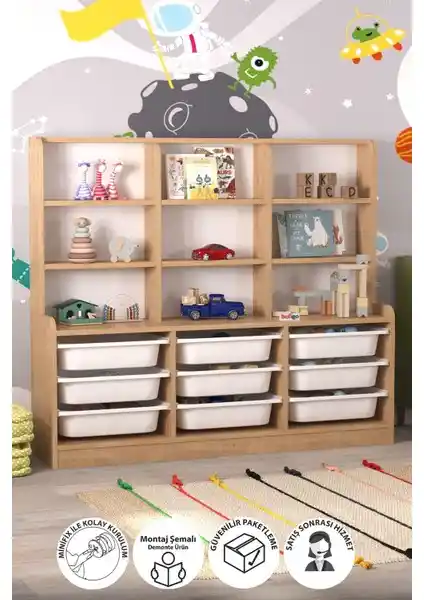 Bofigo 9 Sepetli 9 Raflı Çok Amaçlı Modern Dolap Ev ve Ofis Kullanımı İçin Uygun