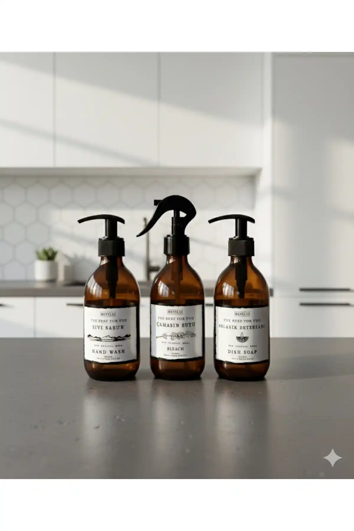 BÜYÜLÜ HOME 3'lü Cam Sıvı Sabunluk Seti Estetik ve Dayanıklı Tasarım