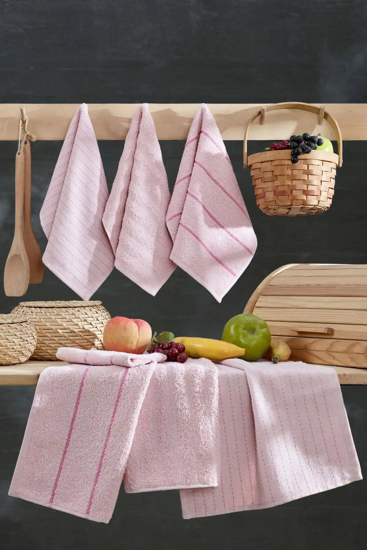 Casnack Seher 6'lı Mutfak ve El&Yüz Havlu Seti Şık ve Dayanıklı Tasarım