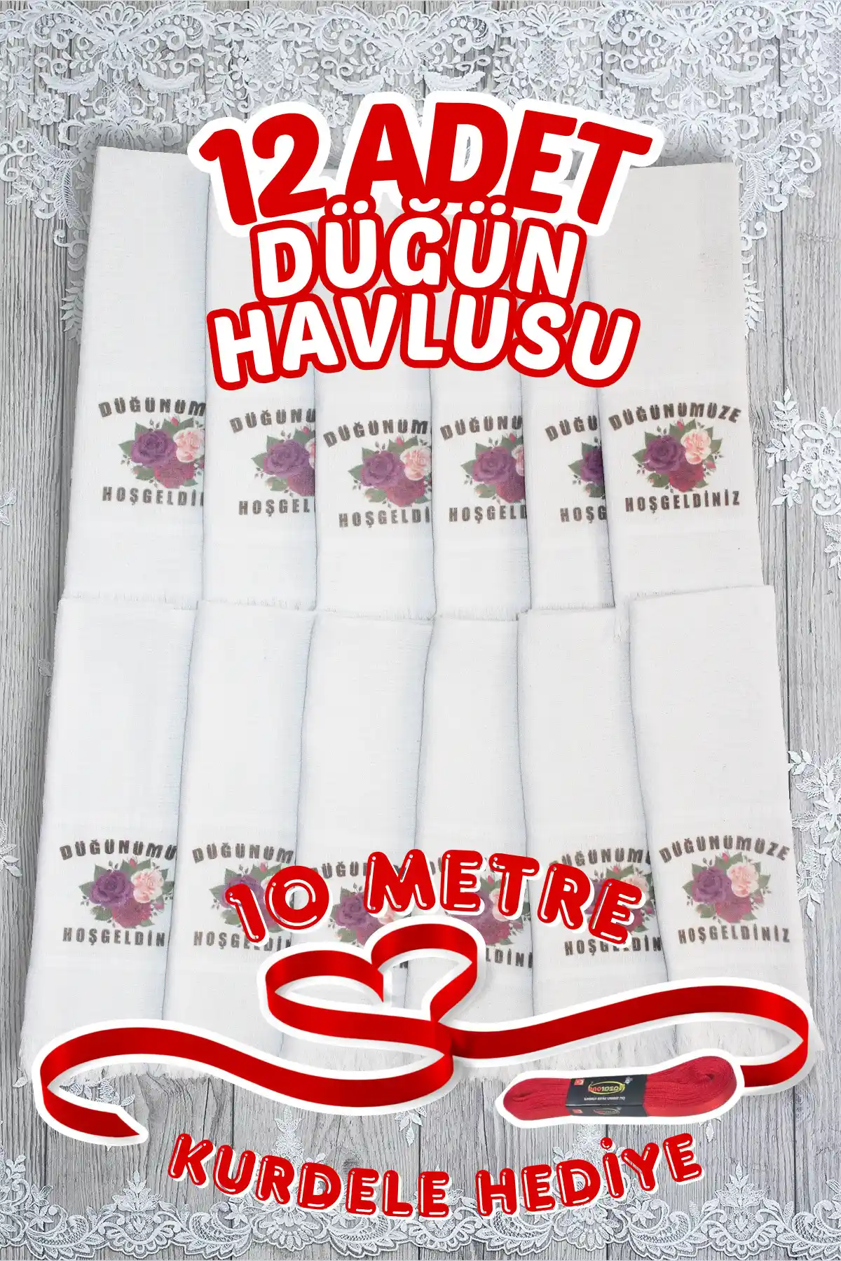 Comfort Home 12'li Saçaklı Düğün Havlusu Seti Şıklık ve Fonksiyonelliği Bir Arada Sunar