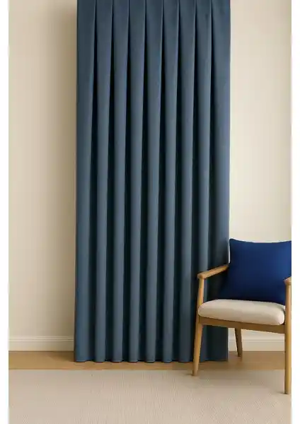 Cortibo Barcelona Kadife Dokulu Fon Perde Indigo: Şık ve Dayanıklı Modern Perde Seçeneği