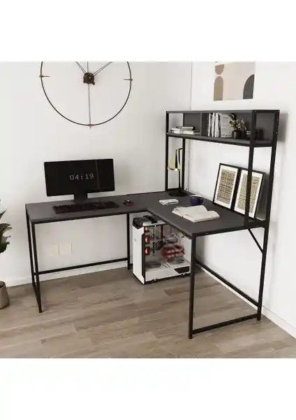 Deconode Cornermaster Raflı L Köşe Çalışma Masası Modern Tasarım ve Fonksiyonellik