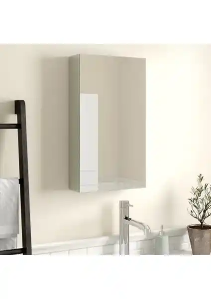 Dekor Tek Kapaklı Aynalı Banyo Dolabı Üst Modülü Beyaz Renkli Modern Tasarım