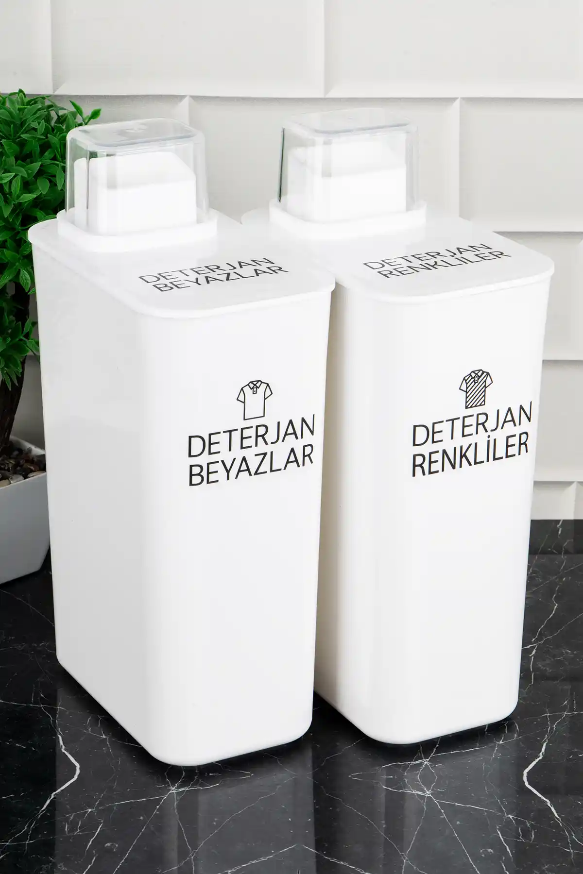 DNS HOME 2'li Kendinden Ölçekli Deterjan Saklama Kabı Seti Modern ve Pratik Çözüm