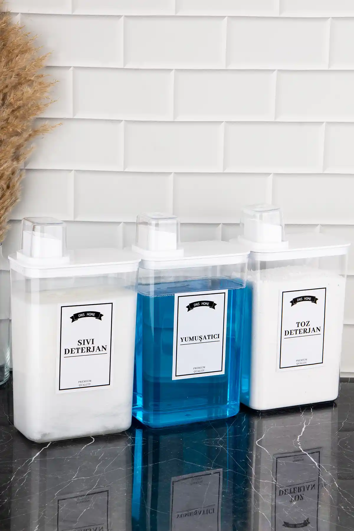 DNS HOME 3'lü Deterjan Saklama Kabı Seti: Estetik ve Fonksiyonel Temizlik Çözümü