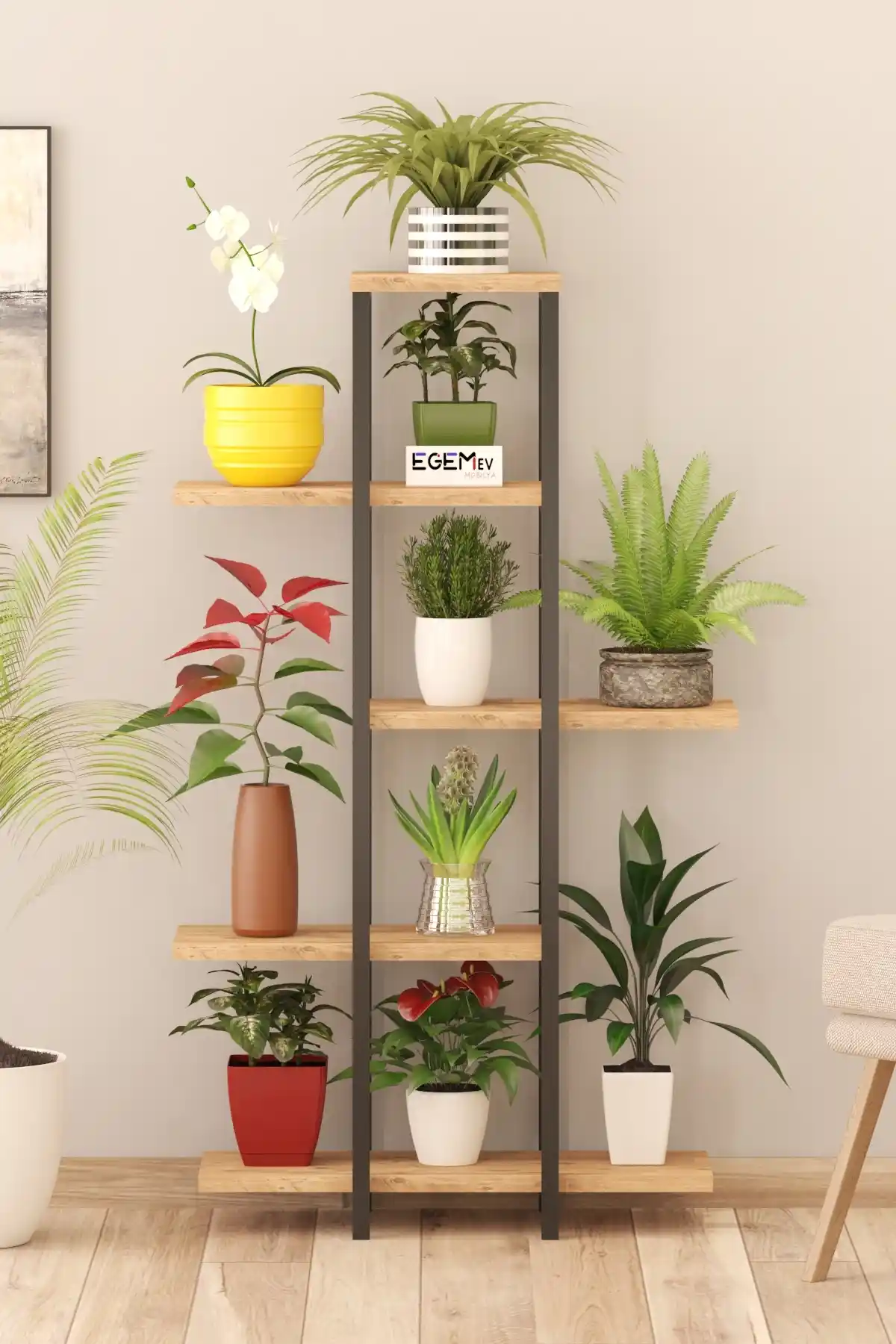 Egemev Yüksek Ayaklı Metal Saksı Standı Modern Dekorasyon ve Kullanışlı Tasarım