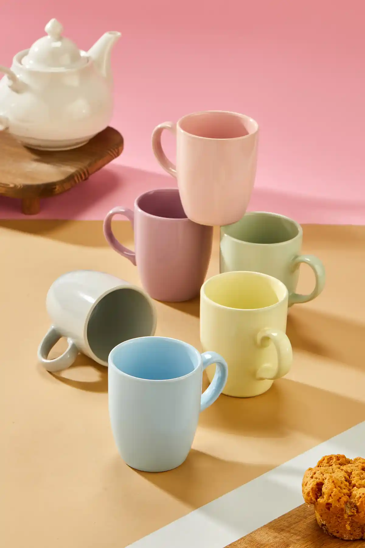 EMBazaar Renkli ve Nostaljik 6'lı Kahve ve Çay Fincanı Seti Günlük Kullanım İçin