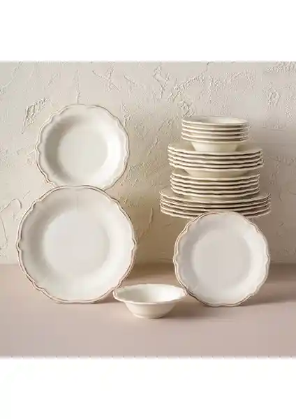 Emsan Antik 24 Parça Porselen Yemek Takımı 6 Kişilik Şık ve Dayanıklı Tasarım