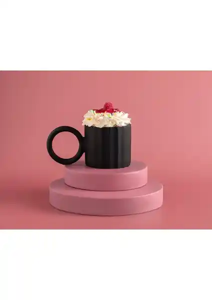 English Home Angled Yeni Bone China Siyah Kupa 260 ml Şık ve Dayanıklı Tasarım