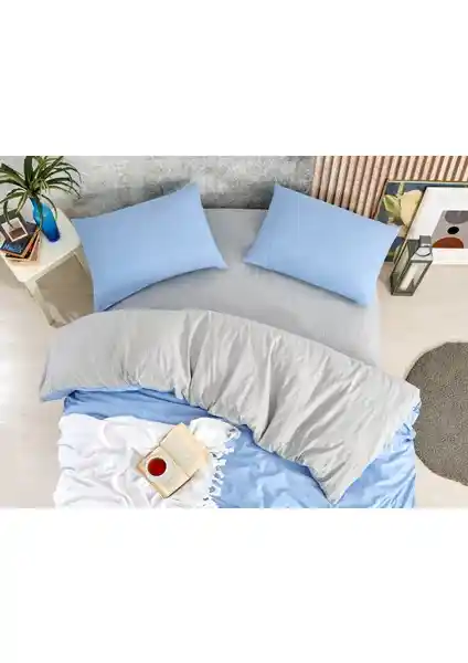 Ephemeris Gri Polycotton Çift Kişilik Nevresim Takımı Modern ve Dayanıklı Tasarım