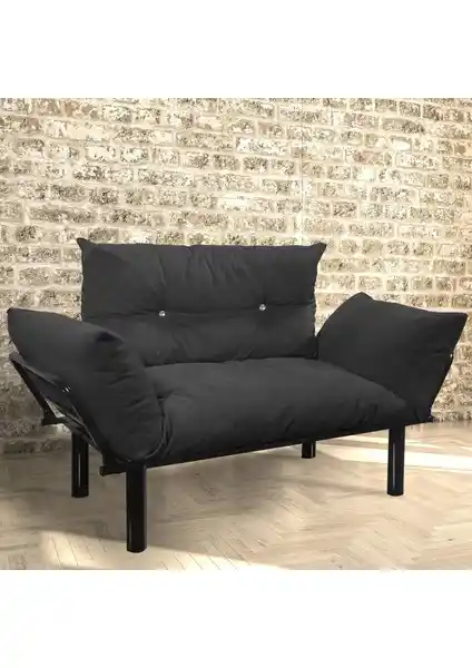 EVDEMO Ada İkili Koltuk Kanepe Siyah Modern Tasarım ve Dayanıklılık Özellikleri