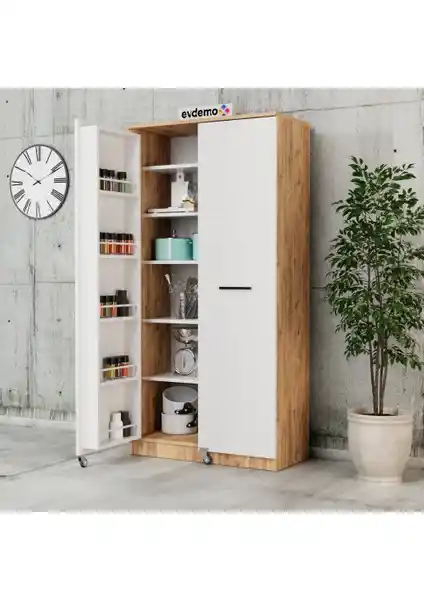 EVDEMO Art 2 Kapaklı Erzak Kiler Dolabı Modern ve Şık Mutfak Depolama Çözümü