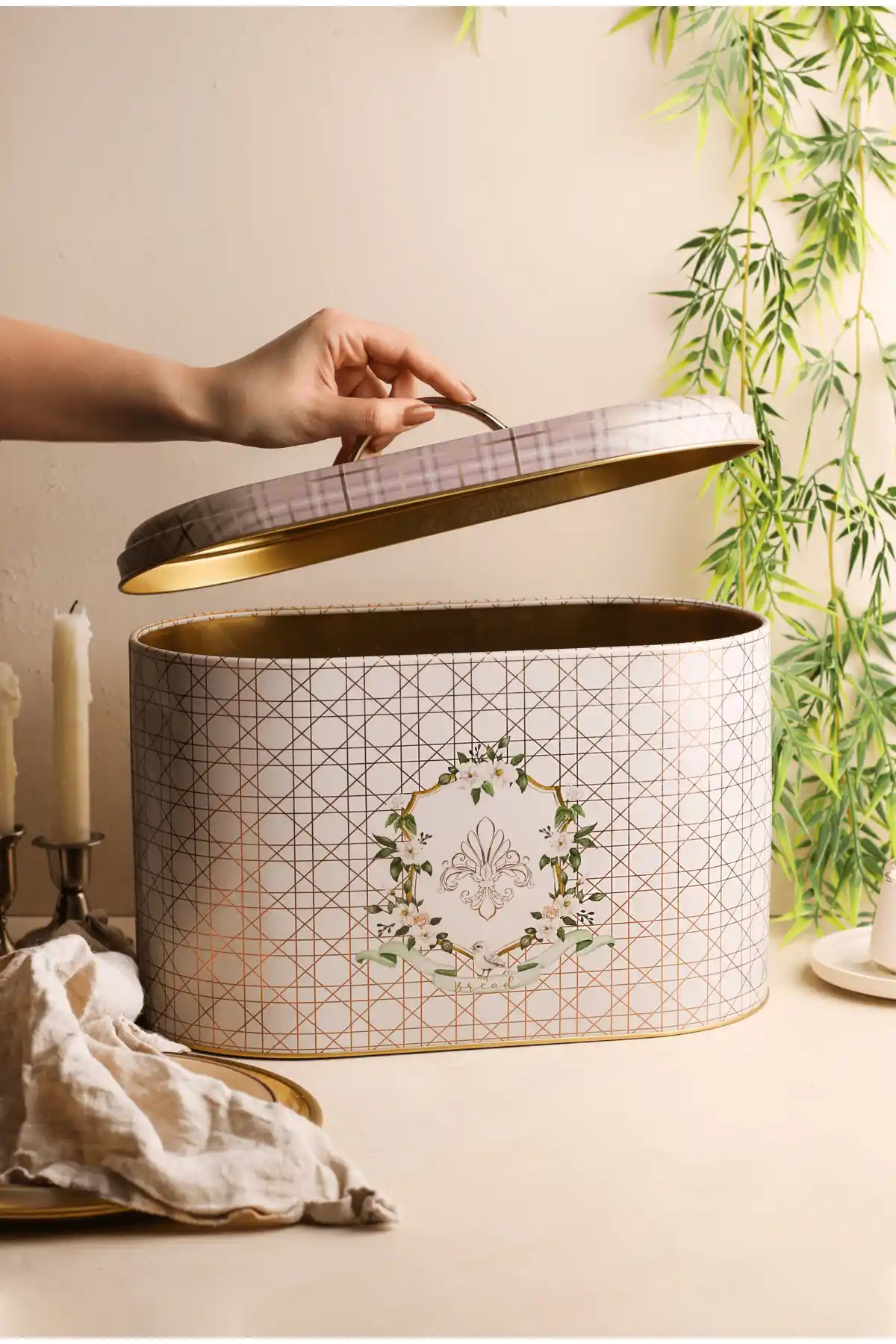 Evle ER002-U7 Rosy Desenli Ekmeklik: Modern ve Dayanıklı Mutfak Aksesuarı