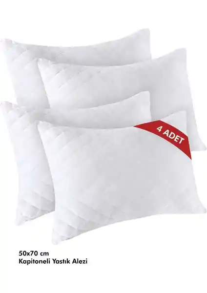 Evmisya 4'lü Kapitoneli Yastık Alezi Beyaz Konfor ve Hijyen Sağlayan Ürün
