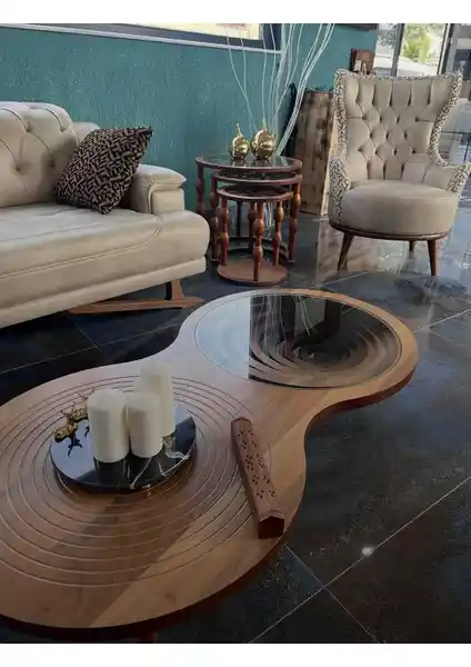 Evnesya Hürrem Orta Sehpa Ceviz Renkli Modern ve Şık Tasarım