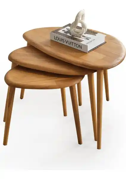 Faw Decor Doğal Ahşap Zigon Sehpa Seti Modern ve Dayanıklı Tasarımın Öncüsü