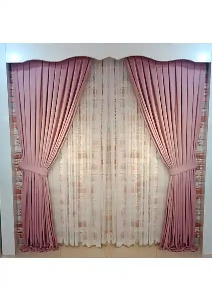 Figen Perde Koyu Gül Renk Kadife Perde Çift Kanat 1/3 Sık Pile Tasarımı ve Özellikleri