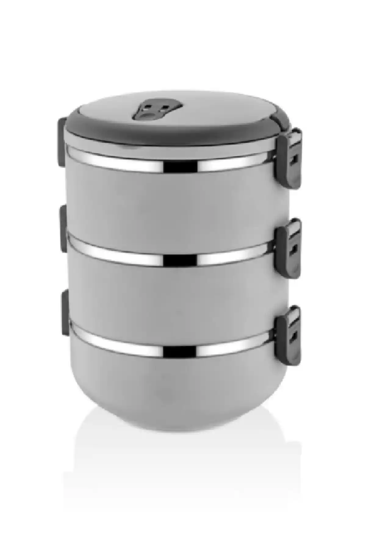 FreshBox Gri 3 Katlı Sızdırmaz Yemek Termosu Günlük ve Seyahat Kullanımı İçin Uygun