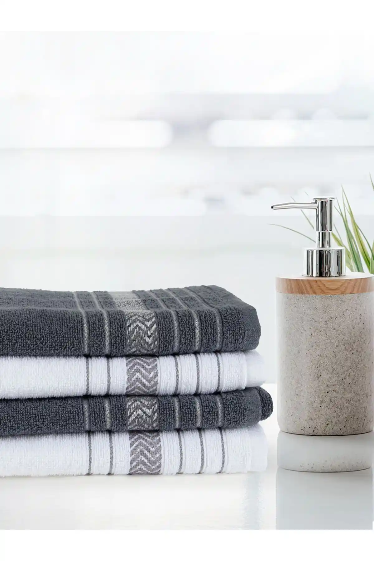 GIFT MALL Organik Pamuk Yüksek Emicilikli 4'lü El ve Yüz Havlu Seti 50x90 Cm