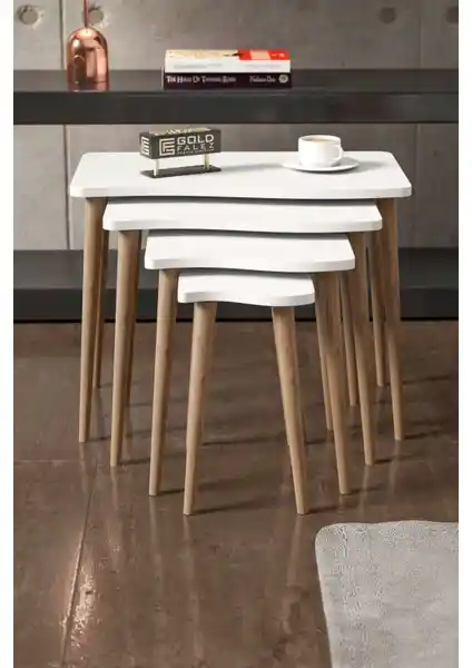 Gold Falez Zigon Sehpa Seti Modern ve Şık Tasarımıyla Dekorasyonunuza Uyum Sağlar