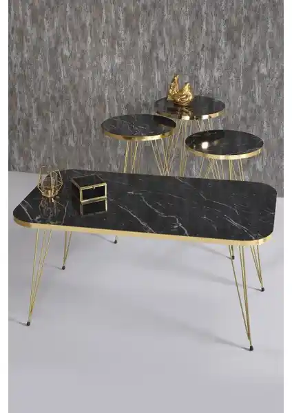 Gold Falez Zigon ve Orta Sehpa Seti Modern Tasarım ve Dayanıklı Malzemelerle Şıklık Sunar