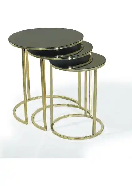 Hausev Aynalı Gold Metal Zigon Sehpa: Modern ve Şık Tasarım ile Ev Dekorasyonunuza Zarif Dokunuş