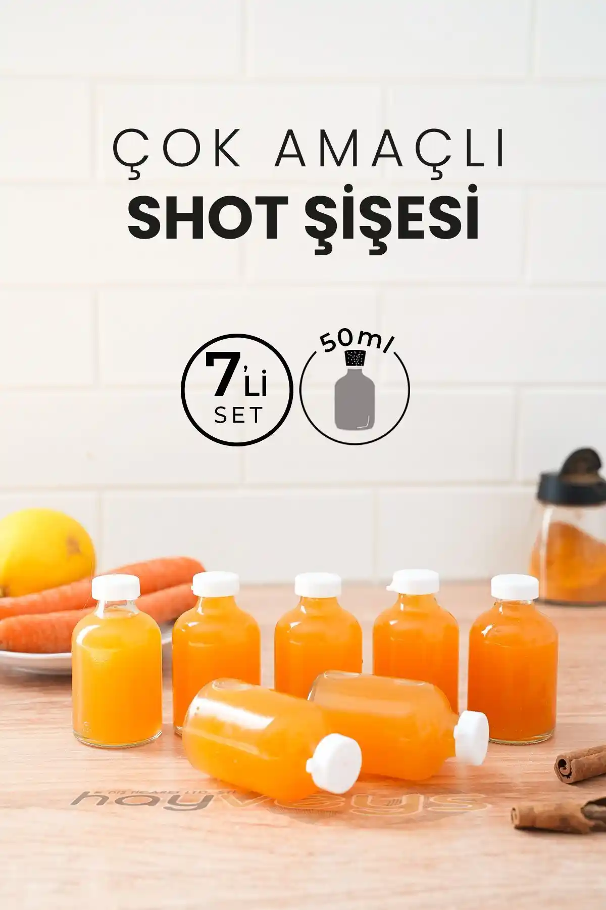 Hayveys 7 Adet 50 ml Cam Şişe Seti Şıklık ve Pratiklik Sunar