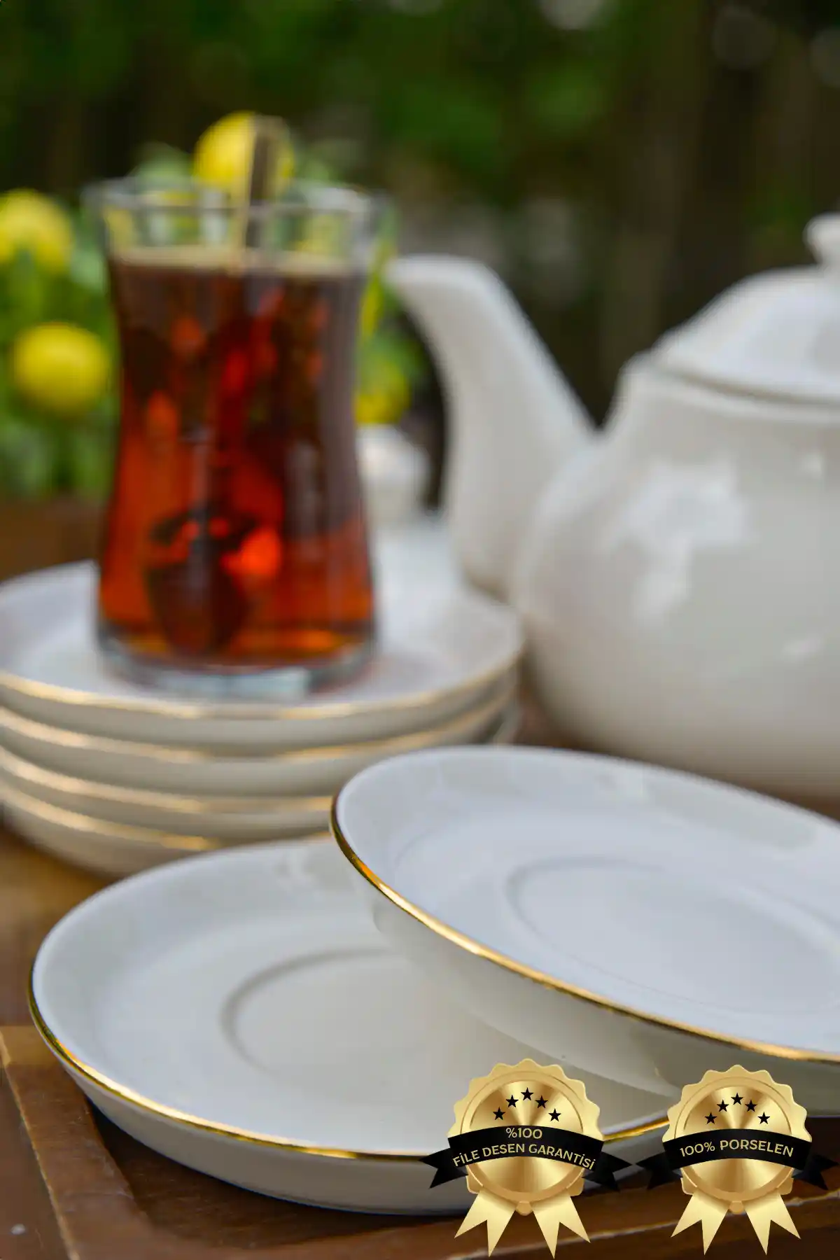 Heda Porselen Rüya Altın Yalız Seti 6 Adet 12 Cm Porselen Çay Tabağı Modern ve Şık Tasarım