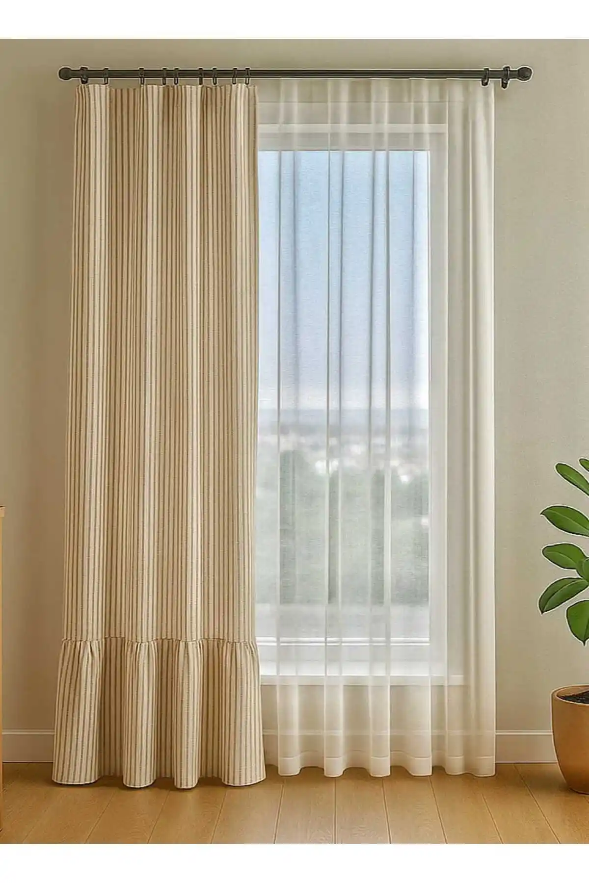 HOME ART ATELIER El Yapımı Vintage Kahverengi Keten Perde Şıklık ve Fonksiyonellik Sunar