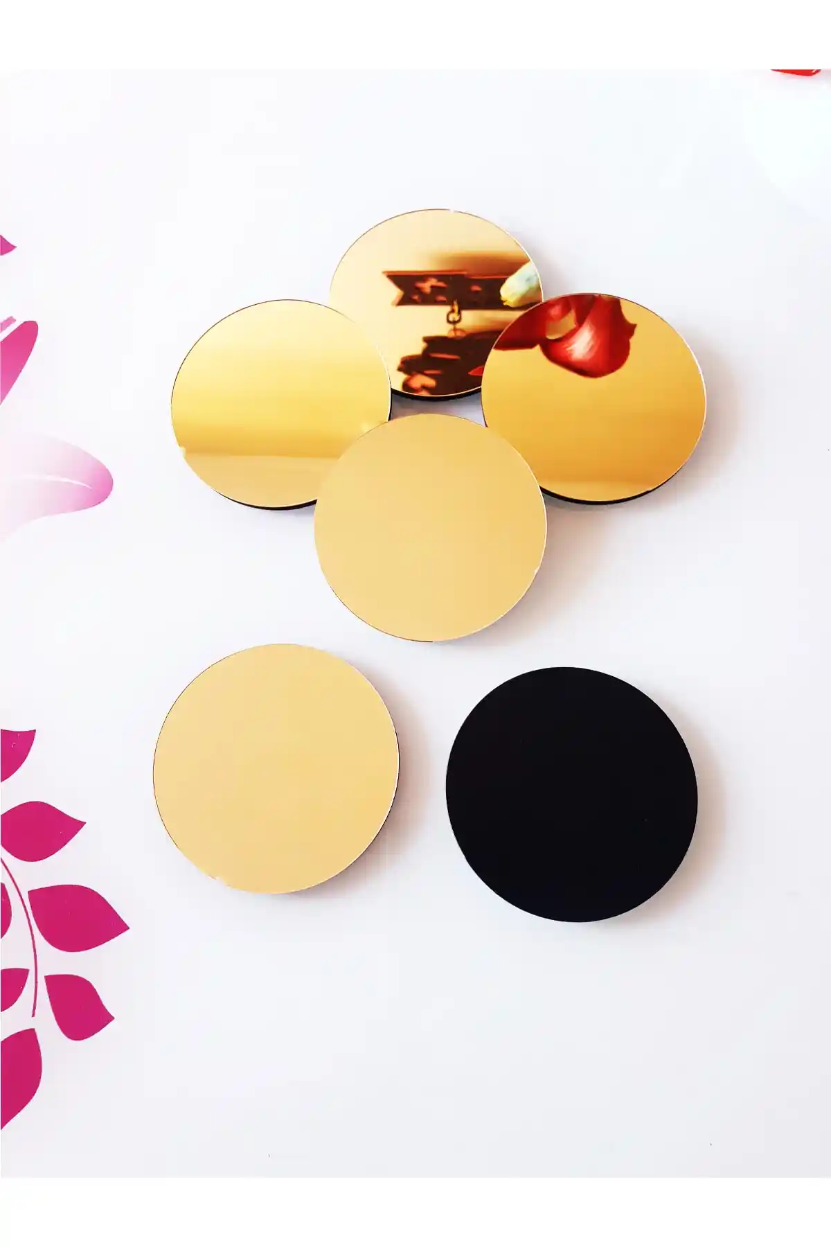 HYL Tarzı Gold Pleksi Bardak Altlığı Seti Modern ve Şık Tasarım ile Dekorasyonunuza Zarafet Katar