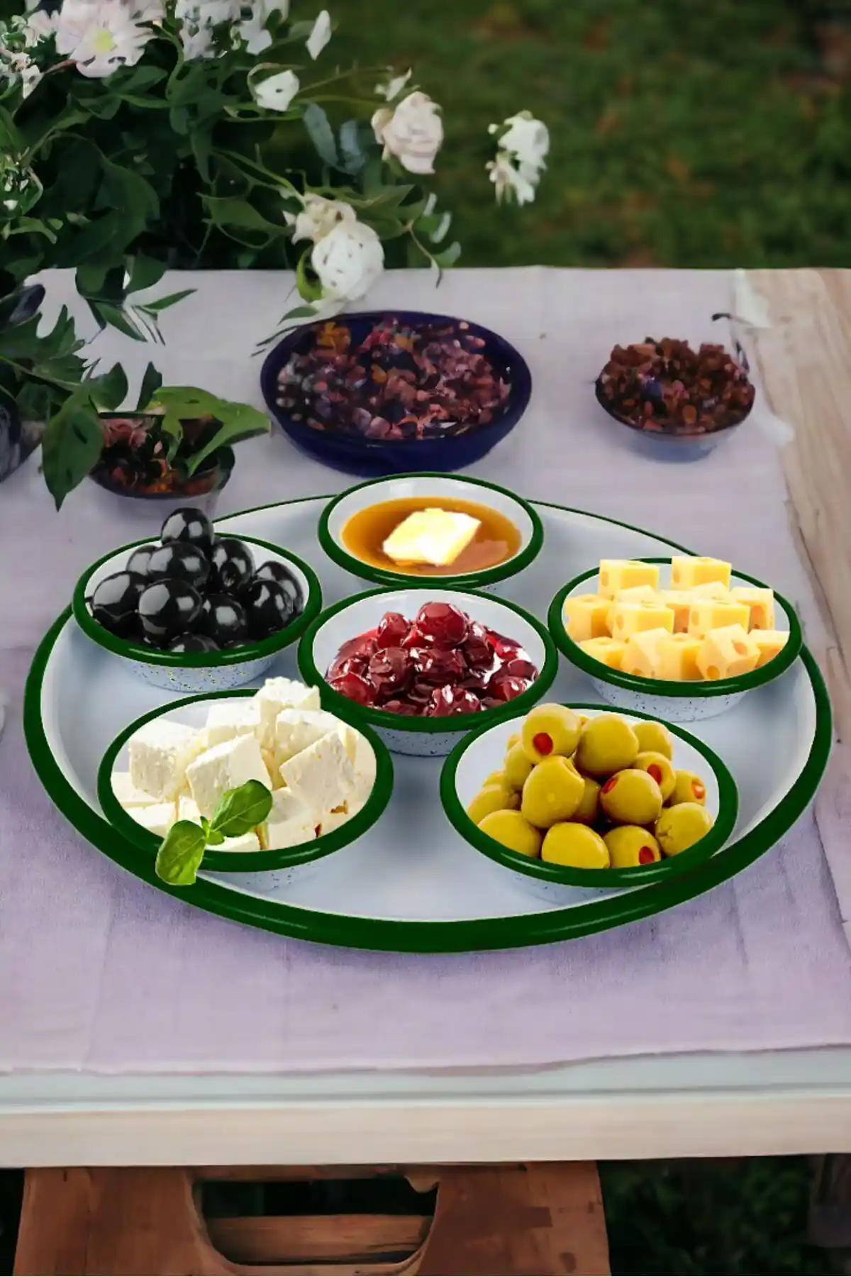 İnci Emaye 7 Parça Kahvaltı Seti: Şık ve Dayanıklı Emaye Sofra Takımı