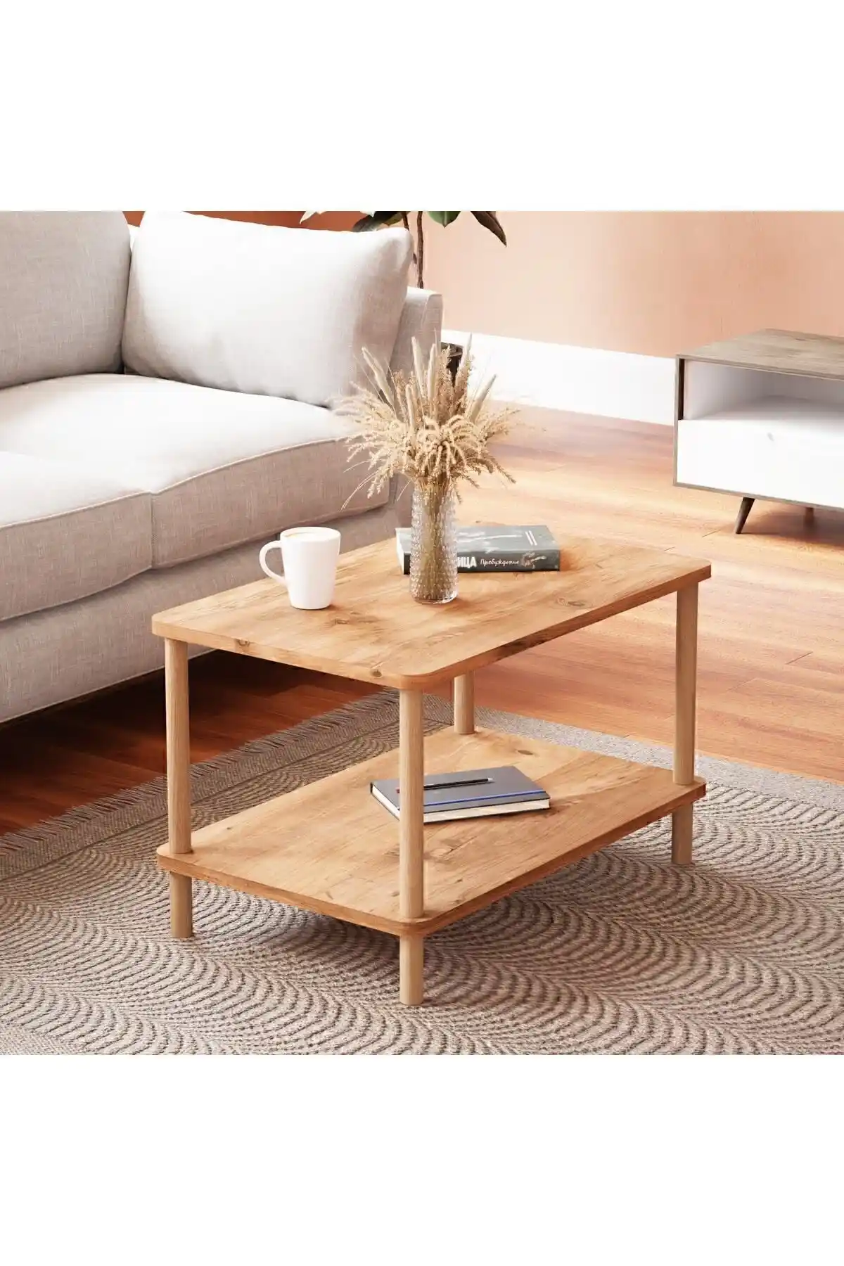 interGO Atlantik Çam Orta Sehpa Dikdörtgen Tasarımı ve Dayanıklılığıyla Öne Çıkar